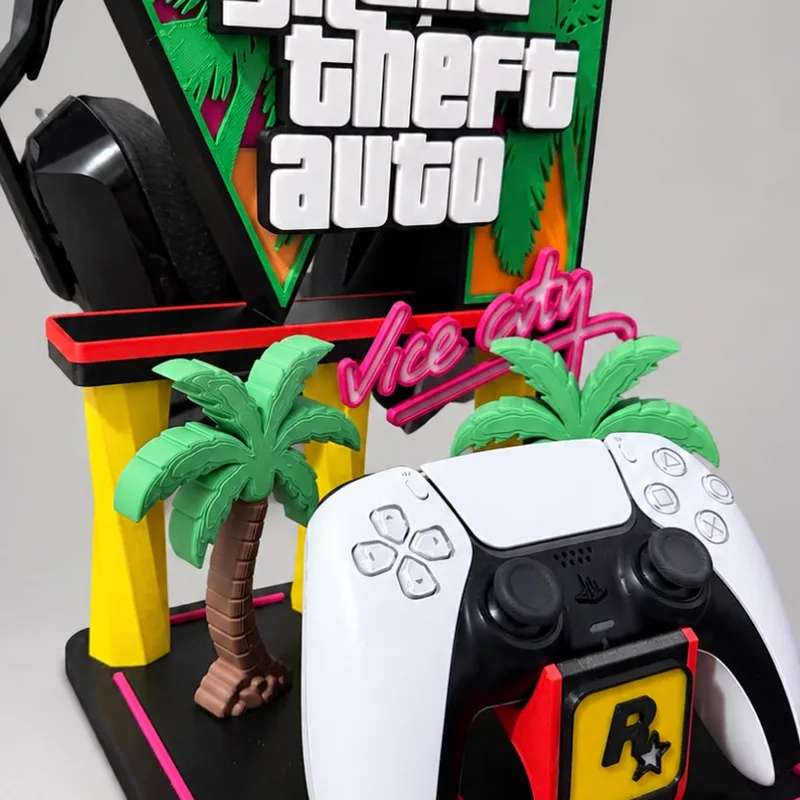 پایه هدست و دسته ps5 و ایکس باکس طرح GTA 6